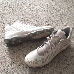 White, Under Armour, Football Cleats, Size 12 USA